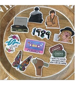 Taylor swift stickers x10 NEW folklore, 1989, 13 microphone, stickers